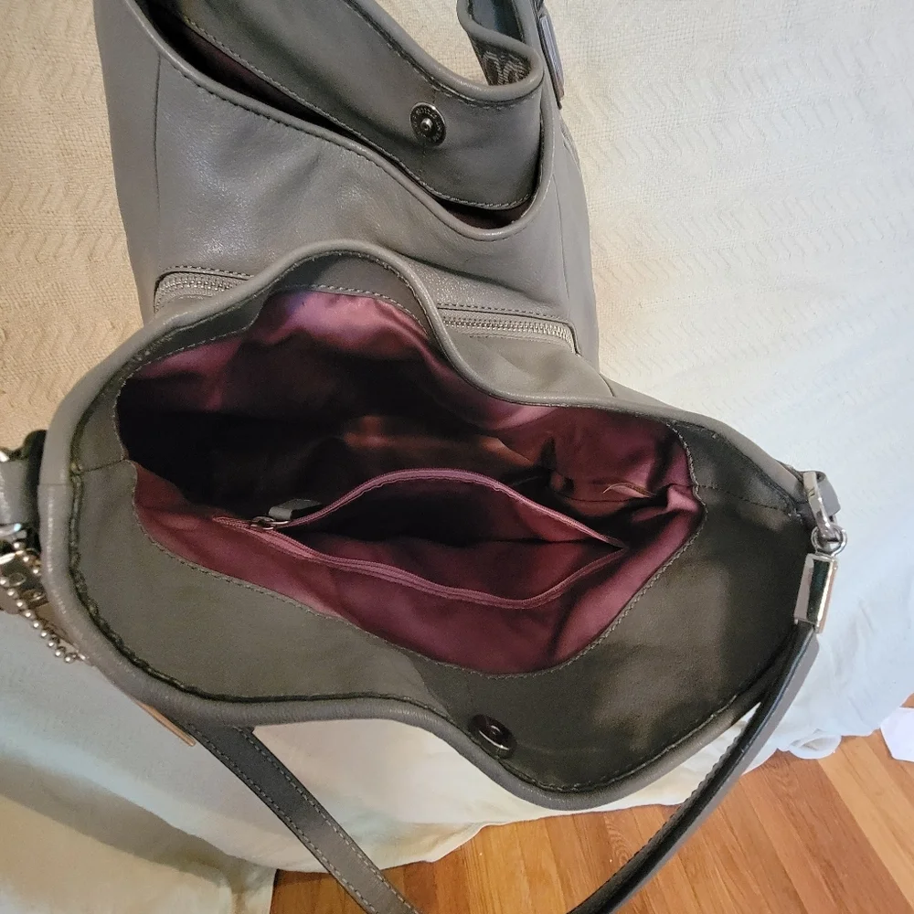 Coach Gray Signature Canvas Shoulder Bag